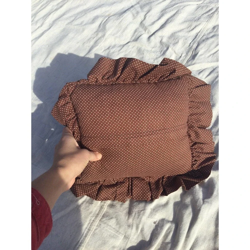 Vintage cross stitch pillow embroidery cross-stitch brown ditsy floral neighbors